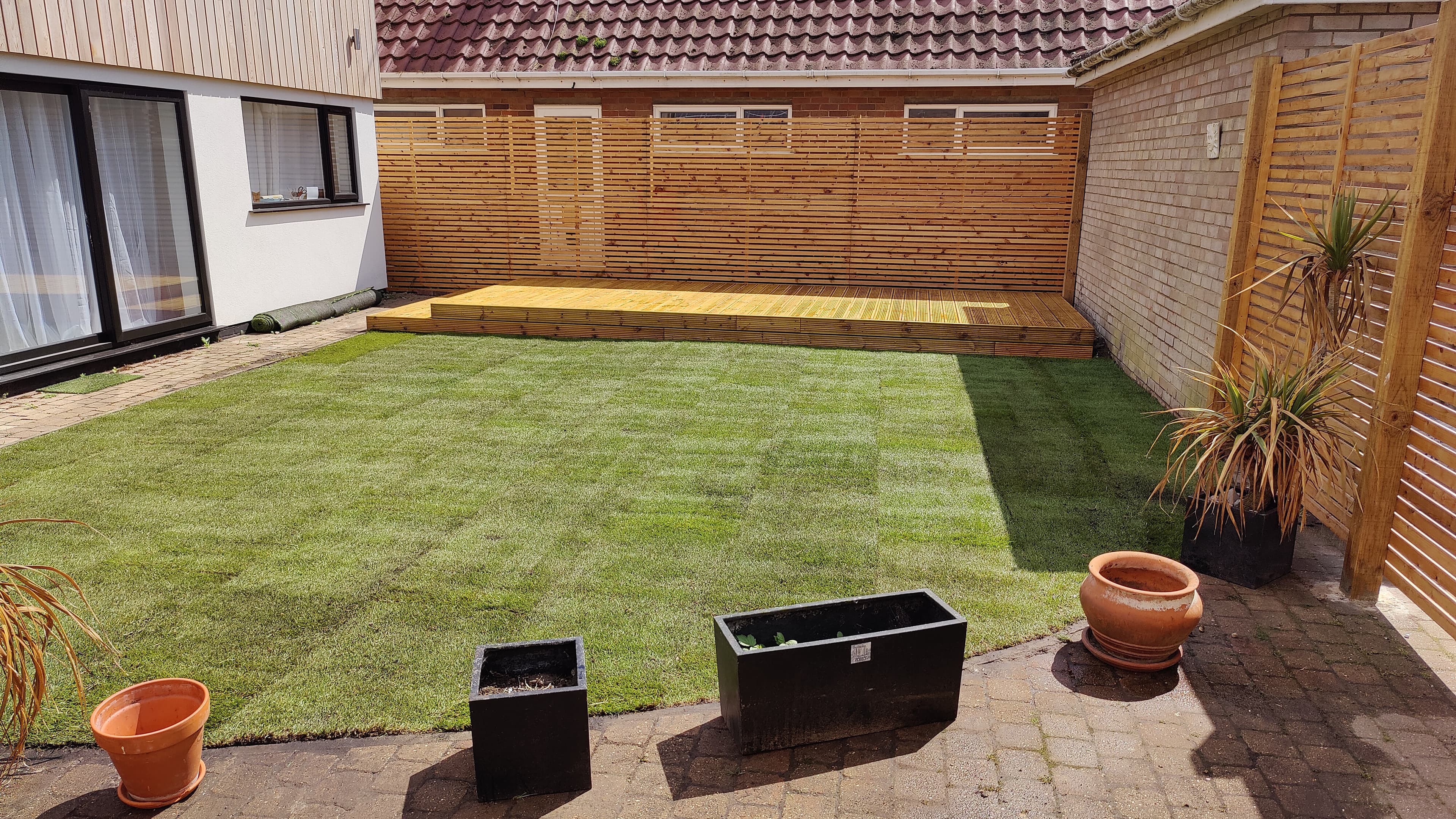 New Lawn with Full-Width Timber Deck — GMALE Services