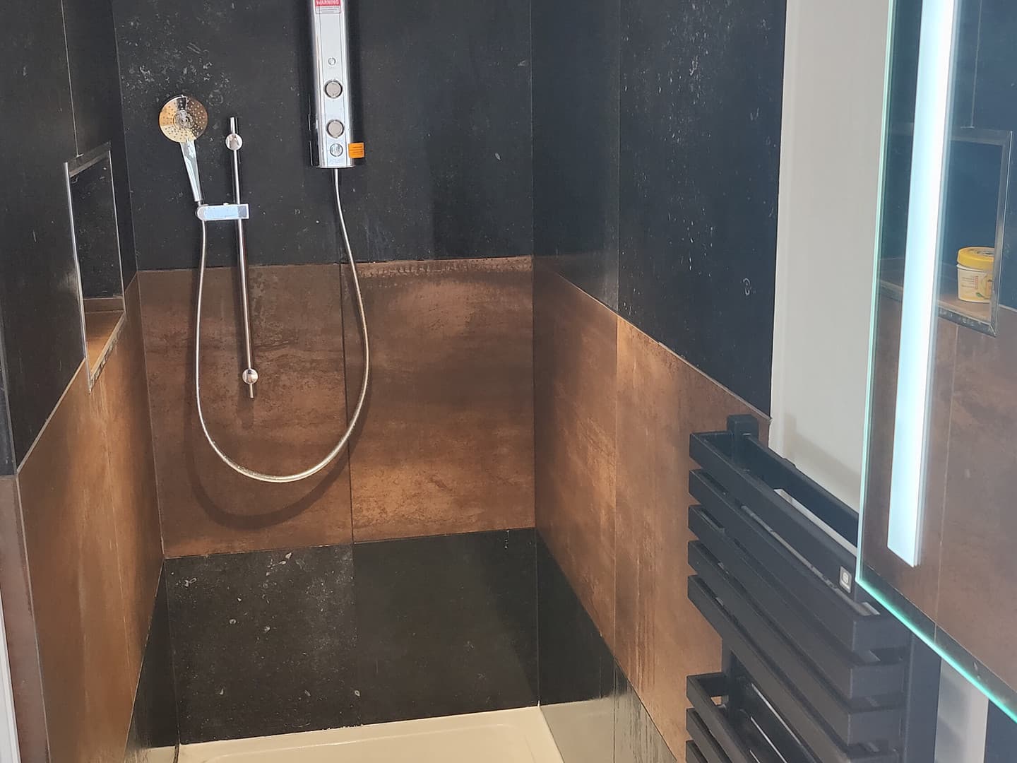 Slate and Copper-Effect Shower Room