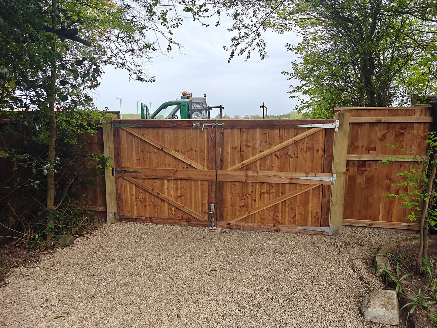 Timber Double Gate on Gravel Drive